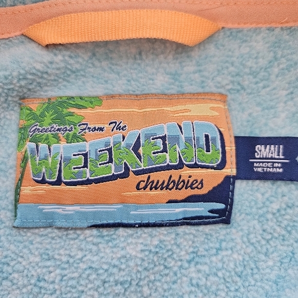 CHUBBIES Greetings From The Weekend 1/4 Zip Pullover Fleece Blue Small - Picture 7 of 8